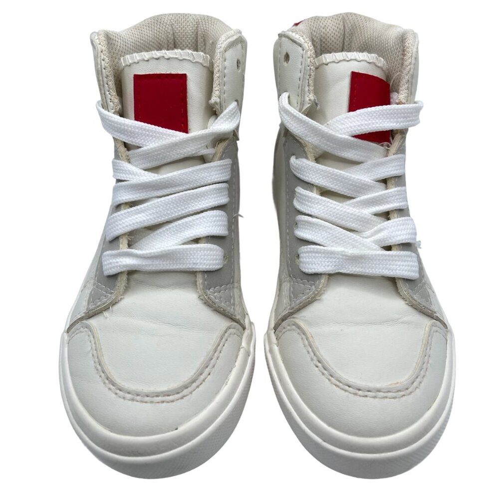 Kids High-Top Sneakers | White with Red Accents